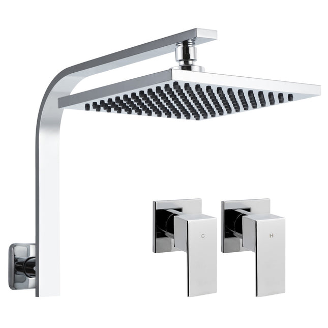 Cefito 8'' Rain Shower Head Wall Arm Square High Pressure Twins Tap Chrome.