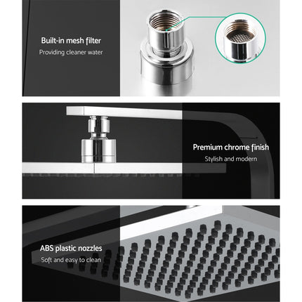 Cefito 8'' Rain Shower Head Wall Arm Square High Pressure Twins Tap Chrome.
