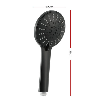 Handheld Shower Head 4.5" High Pressure 5 Modes Poweful Round Black.