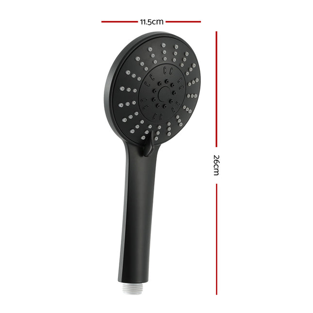 Handheld Shower Head 4.5" High Pressure 5 Modes Poweful Round Black.