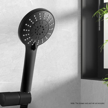 Handheld Shower Head 4.5" High Pressure 5 Modes Poweful Round Black.