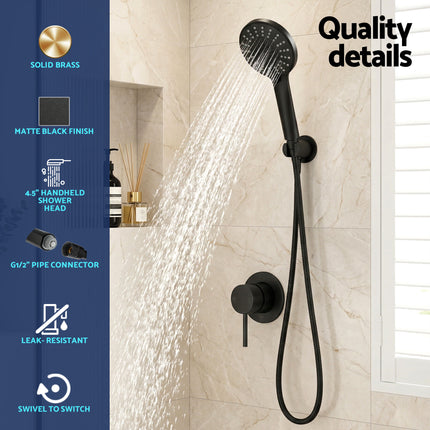 Cefito 4.5" Handheld Shower Head Round with Wall Bathroom Mixer.