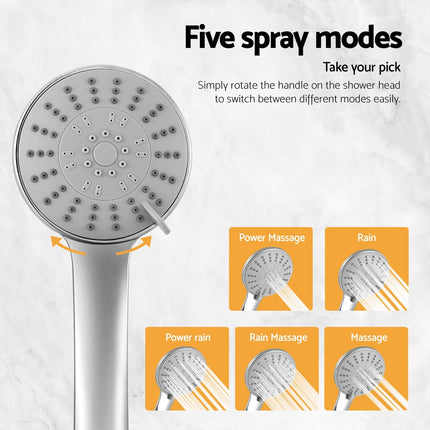 Handheld Shower Head 4.5" High Pressure 5 Modes Poweful Round Chrome.