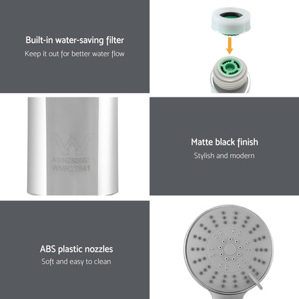 Handheld Shower Head 4.5" High Pressure 5 Modes Poweful Round Chrome.