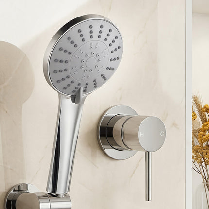 Cefito 4.5" Handheld Shower Head Round with Wall Bathroom Mixer Silver.