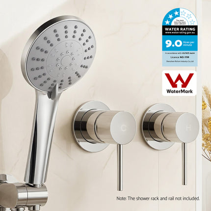 Cefito 4.5" Handheld Shower Head Round with Wall Twin Swivel Bathroom Tap Silver.