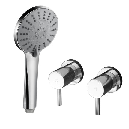Cefito 4.5" Handheld Shower Head Round with Wall Twin Swivel Bathroom Tap Silver.