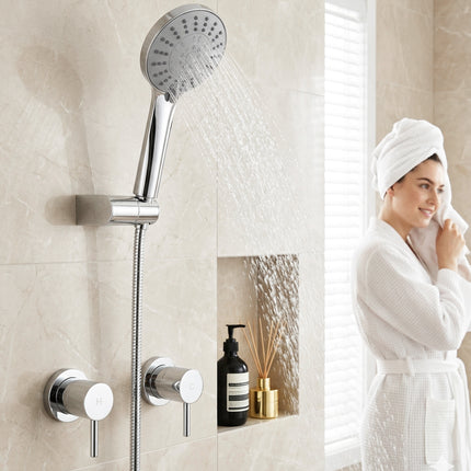 Cefito 4.5" Handheld Shower Head Round with Wall Twin Swivel Bathroom Tap Silver.