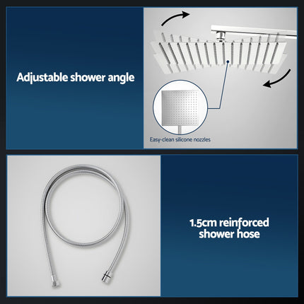12" Rain Shower Head Set with 3-Mode Handheld Brass High Pressure WELS Chrome.
