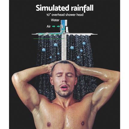 Cefito 10'' Rain Shower Head Set Handheld Square High Pressure Chrome.