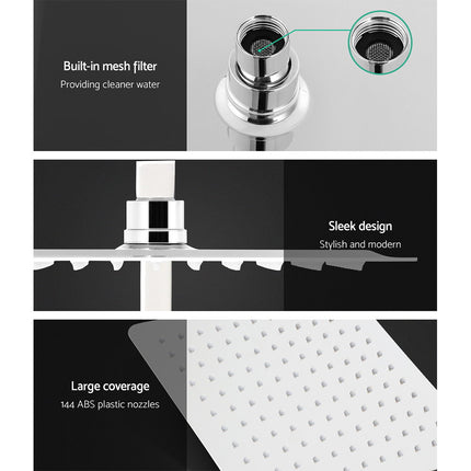 Cefito 10'' Rain Shower Head Set Handheld Square High Pressure Chrome.
