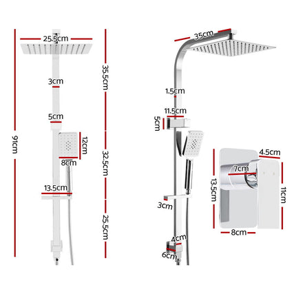 Cefito 10'' Rain Shower Head Set Handheld Square High Pressure Mixer Tap Chrome.