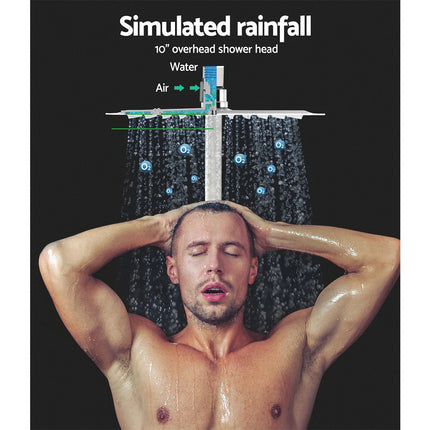 Cefito 10'' Rain Shower Head Set Handheld Square High Pressure Mixer Tap Chrome.