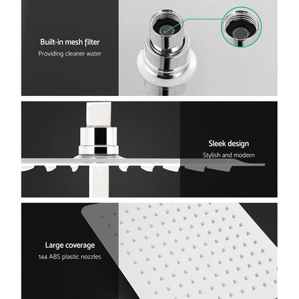 Cefito 10'' Rain Shower Head Set Handheld Square High Pressure Mixer Tap Chrome.
