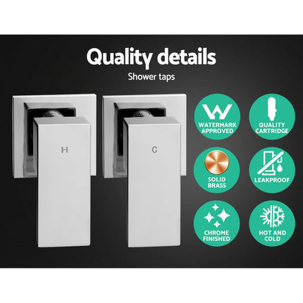 Cefito 10'' Rain Shower Head Set Handheld Square High Pressure Twins Tap Chrome.