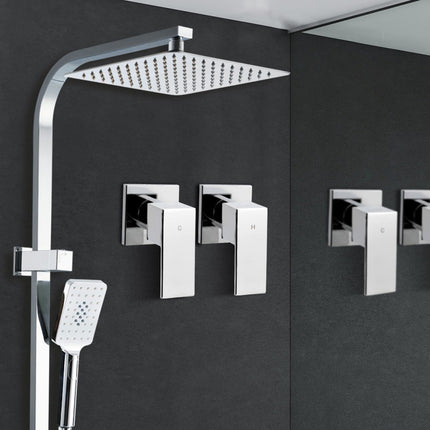 Cefito 10'' Rain Shower Head Set Handheld Square High Pressure Twins Tap Chrome.