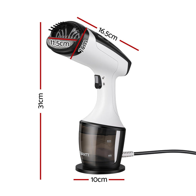 Devanti Clothes Steamer, 1500W Powerful Fast 30s Heat-Up Continuous Steam Lock 160ml Tank Fabric Brush Portable Handheld Steam Iron for Home Travel Business Trip.