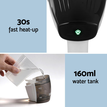 Devanti Clothes Steamer, 1500W Powerful Fast 30s Heat-Up Continuous Steam Lock 160ml Tank Fabric Brush Portable Handheld Steam Iron for Home Travel Business Trip.