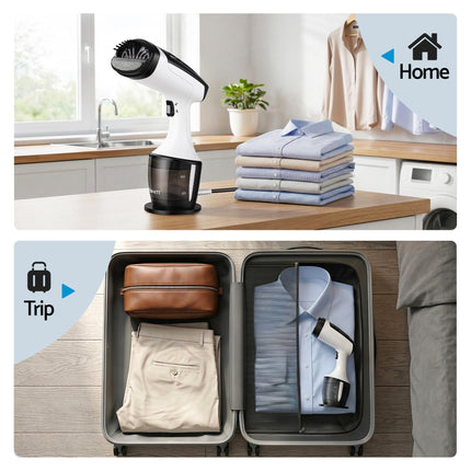 Devanti Clothes Steamer, 1500W Powerful Fast 30s Heat-Up Continuous Steam Lock 160ml Tank Fabric Brush Portable Handheld Steam Iron for Home Travel Business Trip.