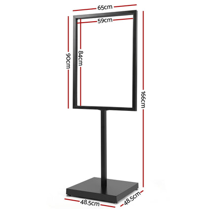 A1 Frame Pedestal Sign Holder Poster Stand Display Board Double Sided 60x90cm.