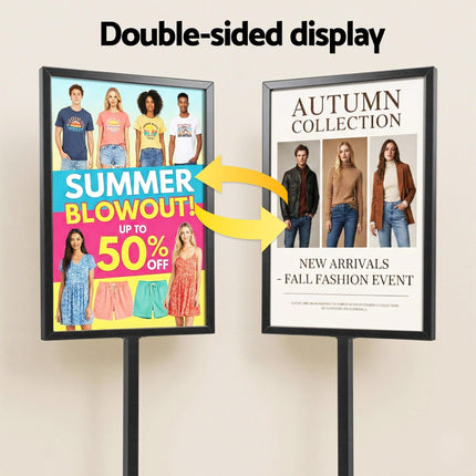 A1 Frame Pedestal Sign Holder Poster Stand Display Board Double Sided 60x90cm.