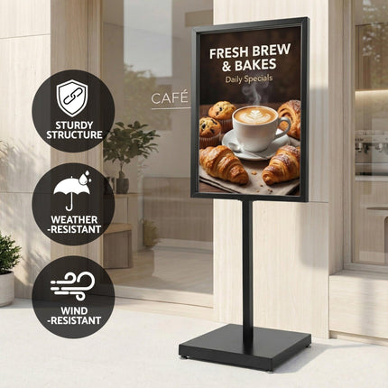 A1 Frame Pedestal Sign Holder Poster Stand Display Board Double Sided 60x90cm.