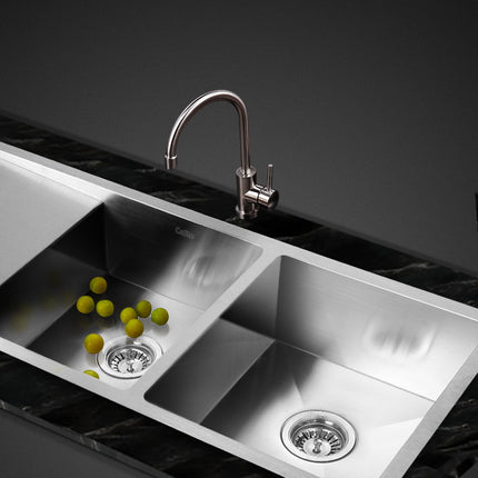 Cefito Kitchen Sink 111X45CM Stainless Steel Basin Double Bowl Silver.