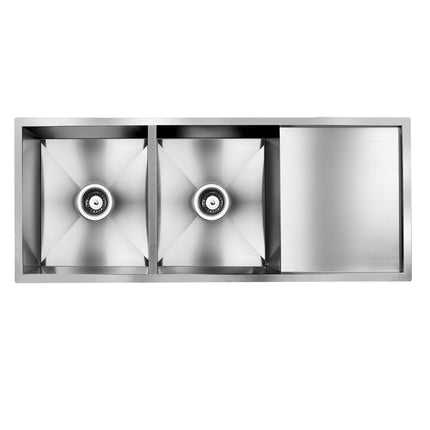 Cefito Kitchen Sink 111X45CM Stainless Steel Basin Double Bowl Silver.
