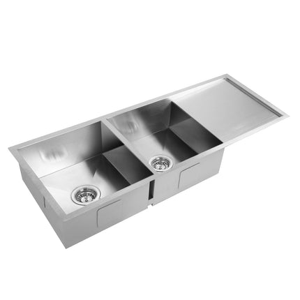 Cefito Kitchen Sink 111X45CM Stainless Steel Basin Double Bowl Silver.