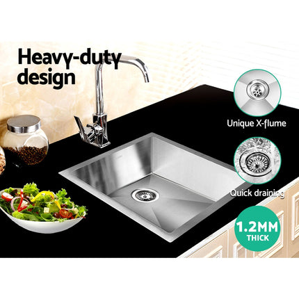 Cefito Kitchen Sink 45X39CM Stainless Steel Basin Single Bowl Silver.