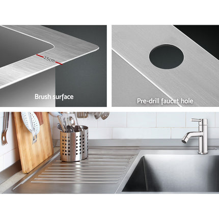 Cefito Kitchen Sink 53X50CM Stainless Steel Basin Single Bowl Silver.
