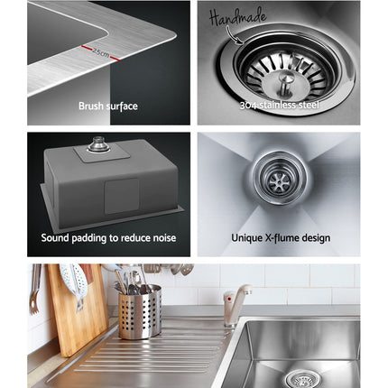 Cefito Kitchen Sink 60X45CM Stainless Steel Basin Single Bowl Silver.