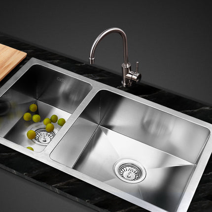 Cefito Kitchen Sink 71X45CM Stainless Steel Basin Double Bowl Silver.
