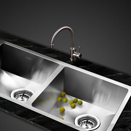 Cefito Kitchen Sink 77X45CM Stainless Steel Basin Double Bowl Silver.