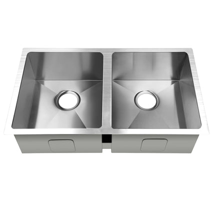 Cefito Kitchen Sink 77X45CM Stainless Steel Basin Double Bowl Silver.