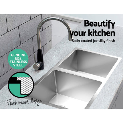 Cefito Kitchen Sink 77X45CM Stainless Steel Basin Double Bowl Silver.