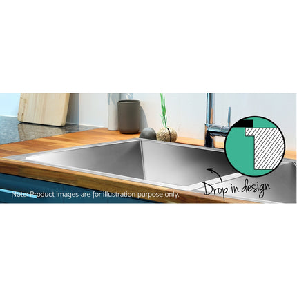 Cefito Kitchen Sink 77X45CM Stainless Steel Basin Double Bowl Silver.
