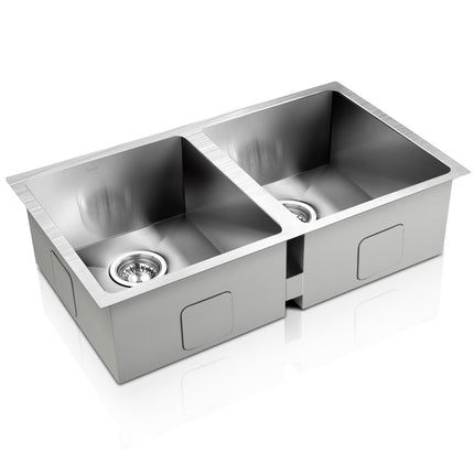 Cefito Kitchen Sink 77X45CM Stainless Steel Basin Double Bowl Silver.