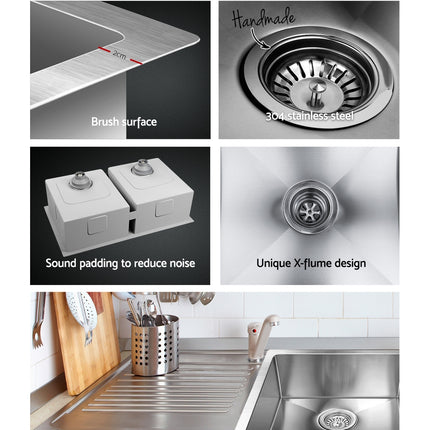 Cefito Kitchen Sink 86X44CM Stainless Steel Basin Double Bowl Silver.