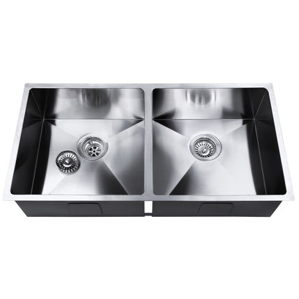 Cefito Kitchen Sink 86X44CM Stainless Steel Basin Double Bowl Silver.