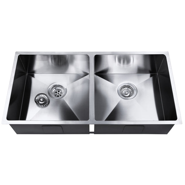 Cefito Kitchen Sink 86X44CM Stainless Steel Basin Double Bowl Silver.