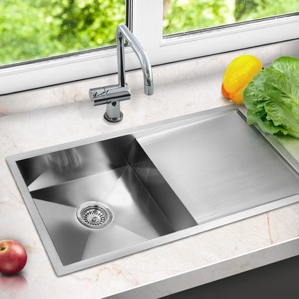 Cefito Kitchen Sink 87X45CM Stainless Steel Basin Single Bowl Silver.