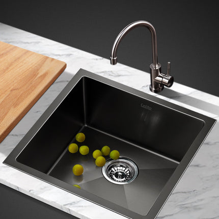 Cefito Kitchen Sink 51X45CM Stainless Steel Basin Single Bowl Black.