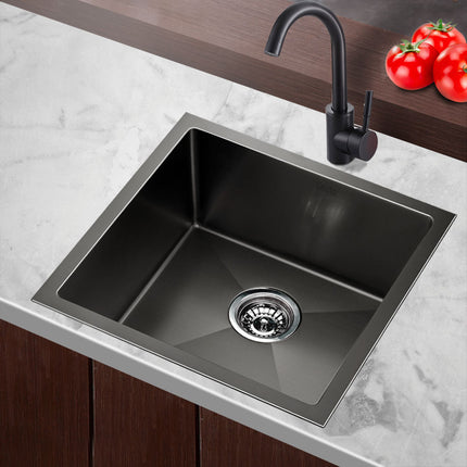 Cefito Kitchen Sink 51X45CM Stainless Steel Basin Single Bowl Black.