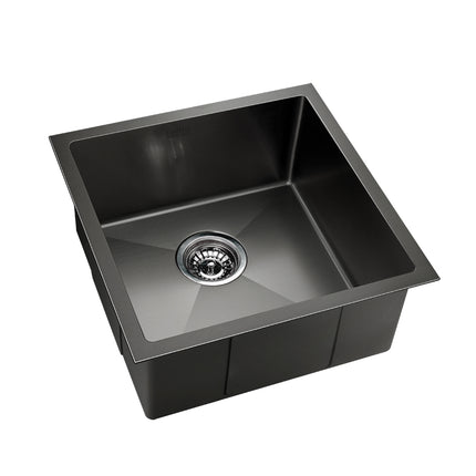 Cefito Kitchen Sink 51X45CM Stainless Steel Basin Single Bowl Black.