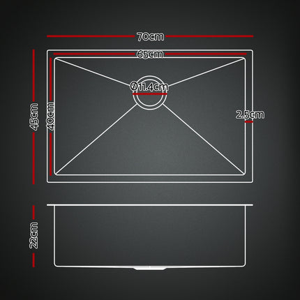 Cefito Stainless Steel Sink 51x45CM With Pull Out Mixer Tap Kitchen Single Bowl Black.