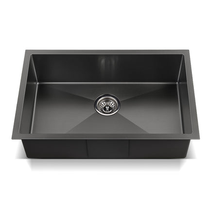 Cefito Kitchen Sink 70X45CM Stainless Steel Basin Single Bowl Black.