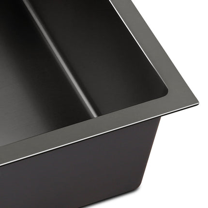 Cefito Kitchen Sink 70X45CM Stainless Steel Basin Single Bowl Black.