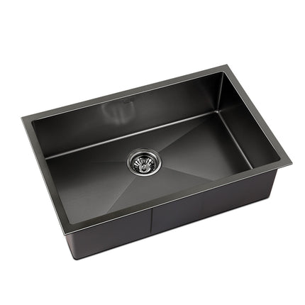 Cefito Kitchen Sink 70X45CM Stainless Steel Basin Single Bowl Black.