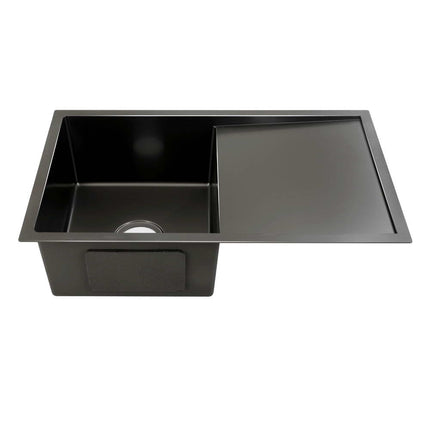 Cefito Kitchen Sink 75X45CM Stainless Steel Basin Single Bowl Black.